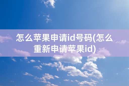 怎么苹果申请id号码(怎么重新申请苹果id)