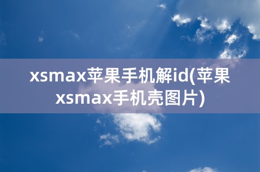 xsmax苹果手机解id(苹果xsmax手机壳图片)