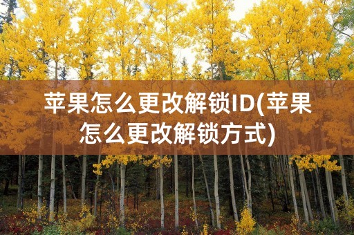 苹果怎么更改解锁ID(苹果怎么更改解锁方式)