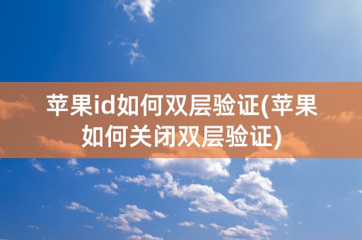 苹果id如何双层验证(苹果如何关闭双层验证)