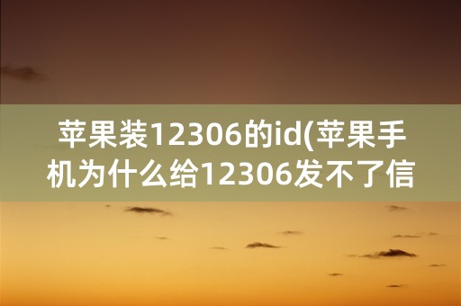 苹果装12306的id(苹果手机为什么给12306发不了信息)