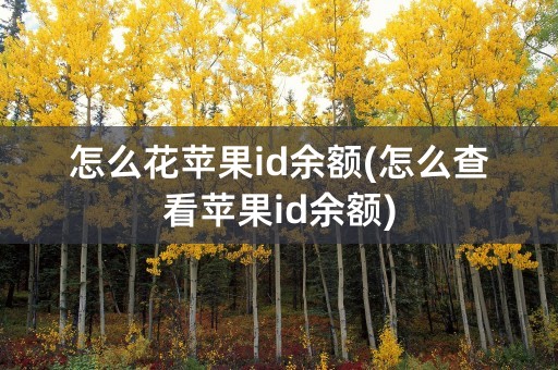 怎么花苹果id余额(怎么查看苹果id余额)