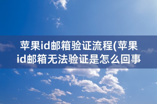 苹果id邮箱验证流程(苹果id邮箱无法验证是怎么回事)