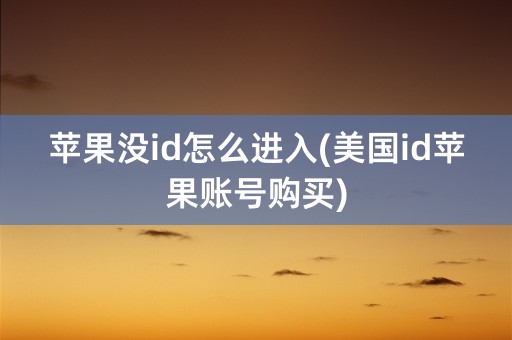 苹果没id怎么进入(美国id苹果账号购买)