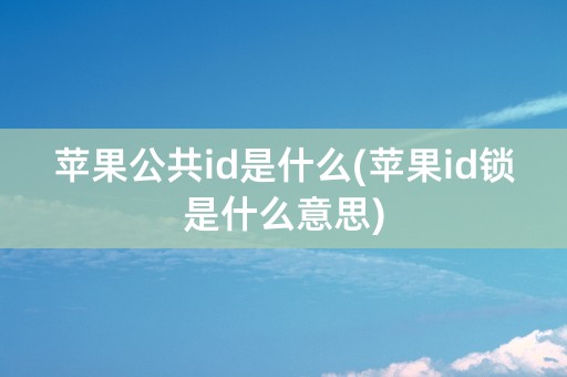 苹果公共id是什么(苹果id锁是什么意思)