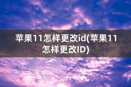 苹果11怎样更改id(苹果11怎样更改ID)