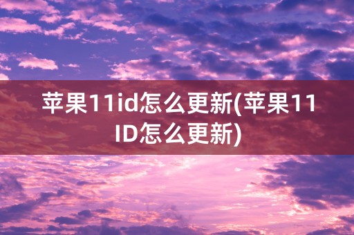 苹果11id怎么更新(苹果11ID怎么更新)