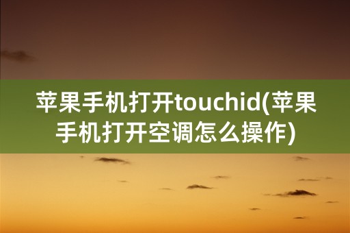 苹果手机打开touchid(苹果手机打开空调怎么操作)