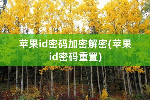 苹果id密码加密解密(苹果id密码重置)