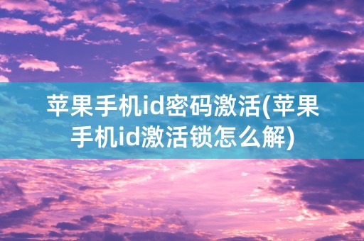 苹果手机id密码激活(苹果手机id激活锁怎么解)