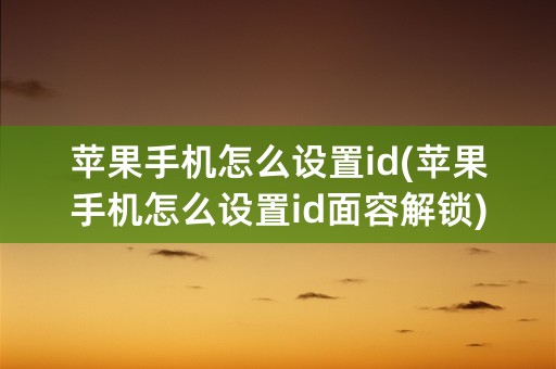 苹果手机怎么设置id(苹果手机怎么设置id面容解锁)