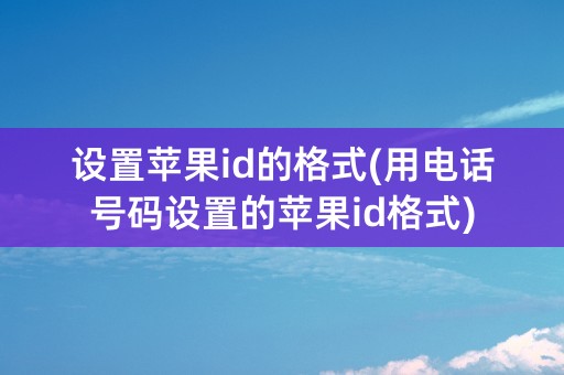 设置苹果id的格式(用电话号码设置的苹果id格式)