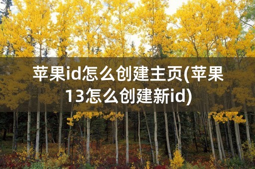 苹果id怎么创建主页(苹果13怎么创建新id)