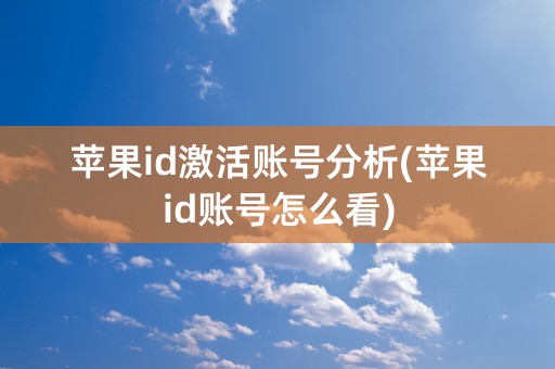 苹果id激活账号分析(苹果id账号怎么看)