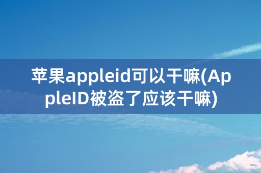 苹果appleid可以干嘛(AppleID被盗了应该干嘛)