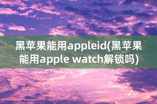 黑苹果能用appleid(黑苹果能用apple watch解锁吗)