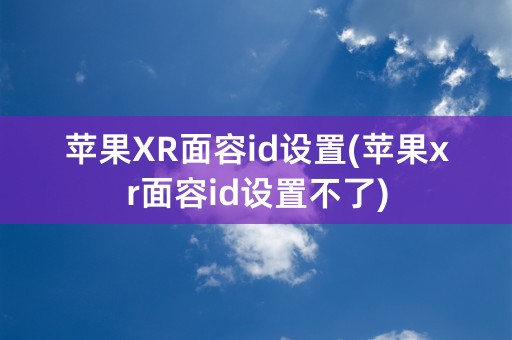 苹果XR面容id设置(苹果xr面容id设置不了)