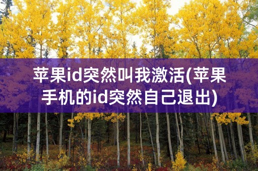 苹果id突然叫我激活(苹果手机的id突然自己退出)