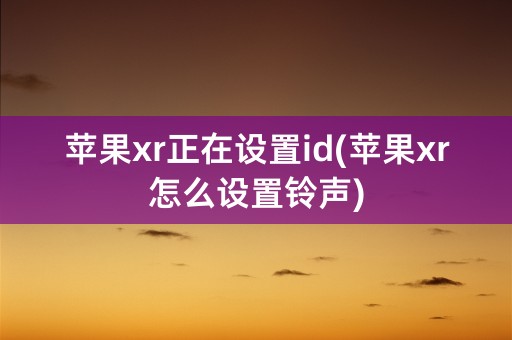 苹果xr正在设置id(苹果xr怎么设置铃声)