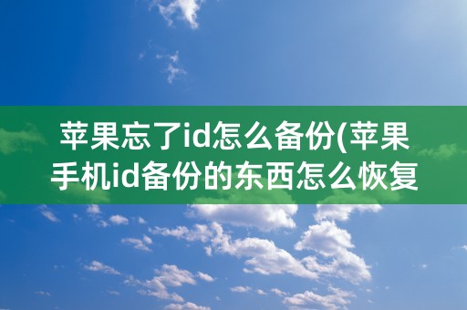 苹果忘了id怎么备份(苹果手机id备份的东西怎么恢复)