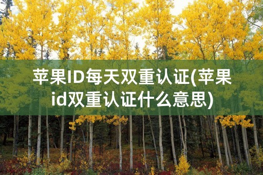 苹果ID每天双重认证(苹果id双重认证什么意思)