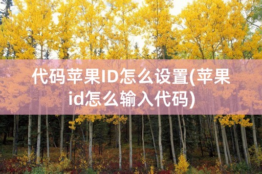 代码苹果ID怎么设置(苹果id怎么输入代码)