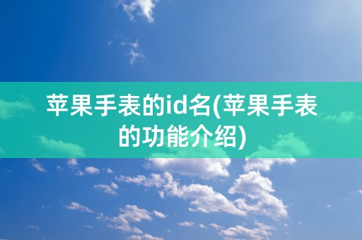 苹果手表的id名(苹果手表的功能介绍)