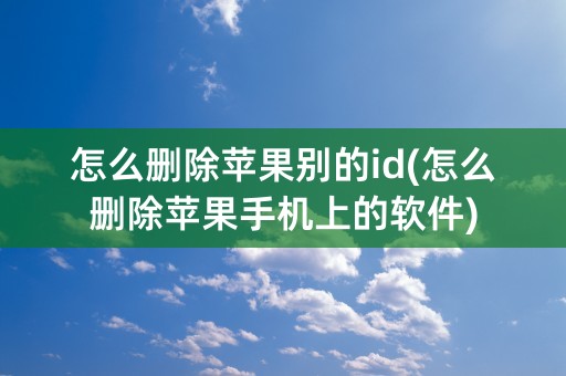 怎么删除苹果别的id(怎么删除苹果手机上的软件)