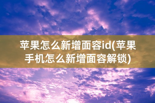 苹果怎么新增面容id(苹果手机怎么新增面容解锁)