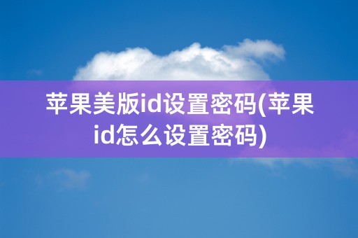 苹果美版id设置密码(苹果id怎么设置密码)