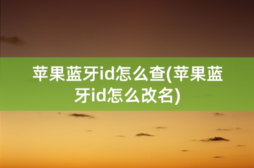 苹果蓝牙id怎么查(苹果蓝牙id怎么改名)