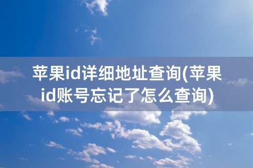 苹果id详细地址查询(苹果id账号忘记了怎么查询)