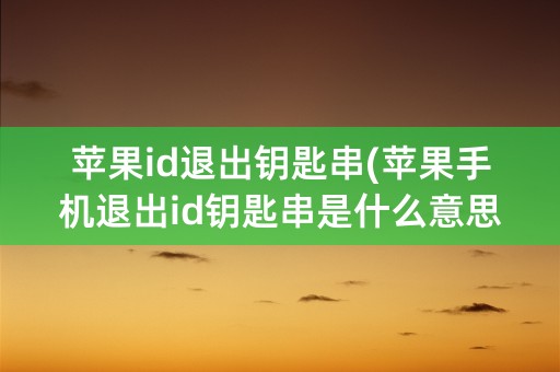 苹果id退出钥匙串(苹果手机退出id钥匙串是什么意思)