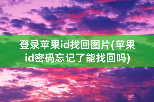 登录苹果id找回图片(苹果id密码忘记了能找回吗)