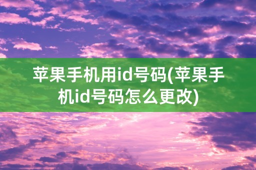 苹果手机用id号码(苹果手机id号码怎么更改)