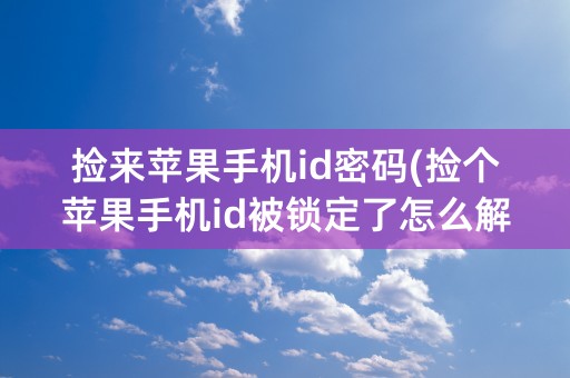 捡来苹果手机id密码(捡个苹果手机id被锁定了怎么解决)