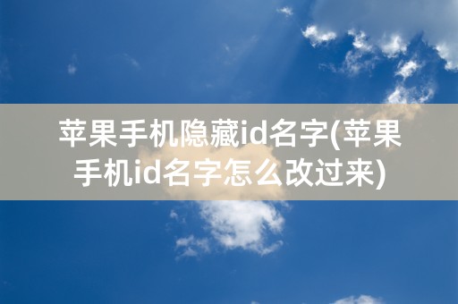 苹果手机隐藏id名字(苹果手机id名字怎么改过来)