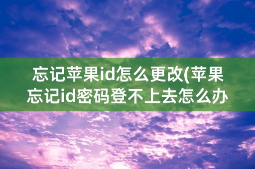 忘记苹果id怎么更改(苹果忘记id密码登不上去怎么办)