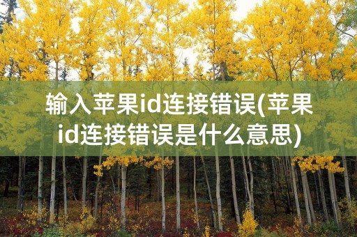 输入苹果id连接错误(苹果id连接错误是什么意思)