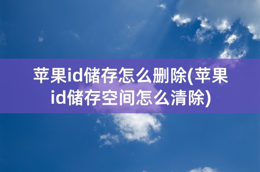 苹果id储存怎么删除(苹果id储存空间怎么清除)