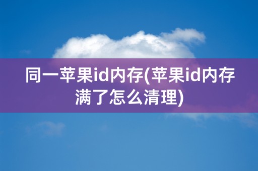 同一苹果id内存(苹果id内存满了怎么清理)