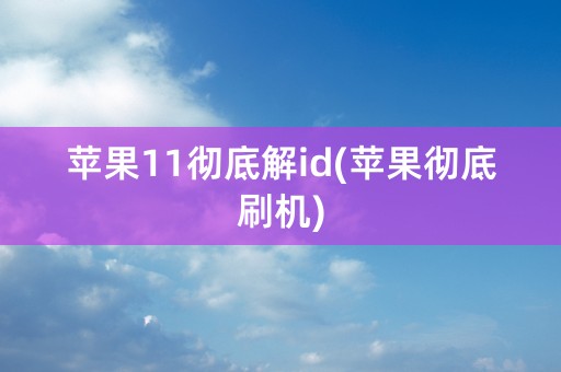 苹果11彻底解id(苹果彻底刷机)