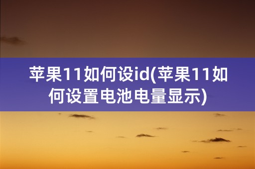 苹果11如何设id(苹果11如何设置电池电量显示)