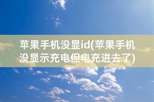 苹果手机没显id(苹果手机没显示充电但电充进去了)