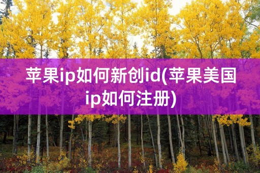 苹果ip如何新创id(苹果美国ip如何注册)