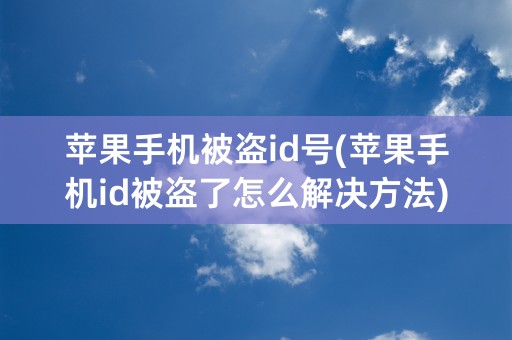 苹果手机被盗id号(苹果手机id被盗了怎么解决方法)