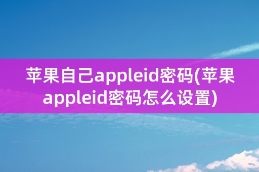 苹果自己appleid密码(苹果appleid密码怎么设置)