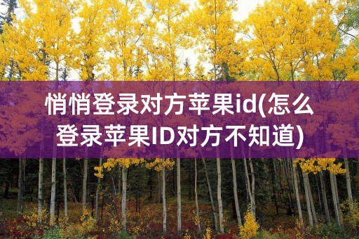 悄悄登录对方苹果id(怎么登录苹果ID对方不知道)