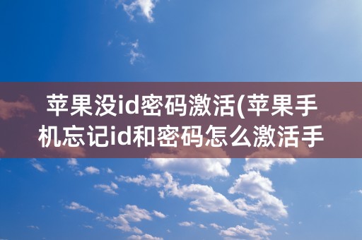 苹果没id密码激活(苹果手机忘记id和密码怎么激活手机)