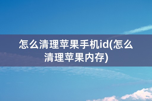 怎么清理苹果手机id(怎么清理苹果内存)